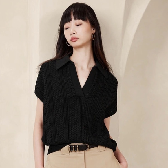 Banana Republic Janette Sweater Polo in Black Size Small - Picture 7 of 7